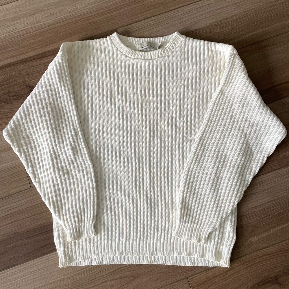 Vintage Falls Creek White Cotton Sweater